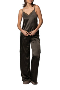 Pantalon Bilale en soie stretch style cargo - Thym