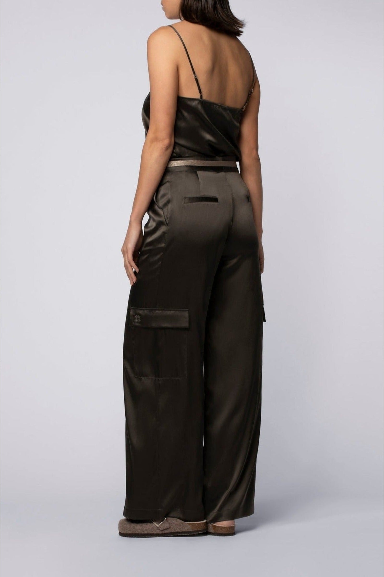 Pantalon Bilale en soie stretch style cargo - Thym