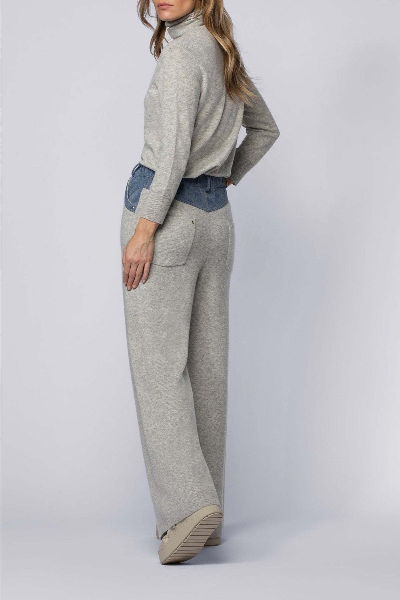 Pantalon Bina ample en maille et denim - Grey