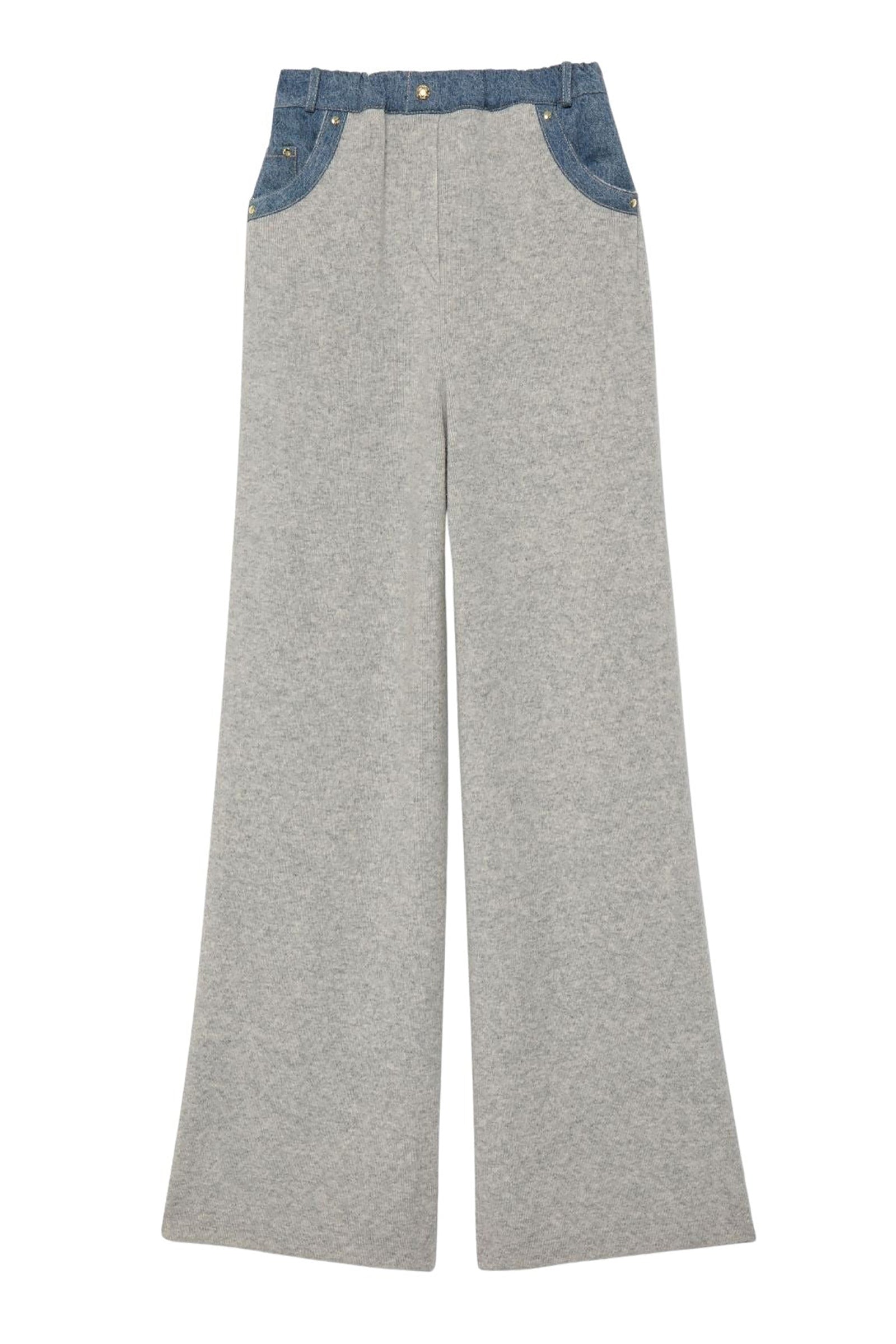 Pantalon Bina ample en maille et denim - Grey
