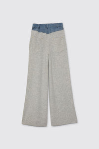 Pantalon Bina ample en maille et denim - Grey