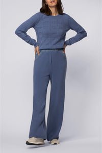 Loose-fitting knitted and denim Bina trousers - Ocean