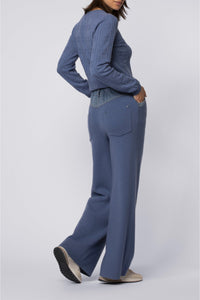 Loose-fitting knitted and denim Bina trousers - Ocean