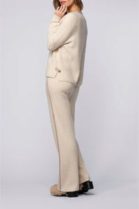 Straight-leg wool and cashmere Bully trousers with stripes - Beige