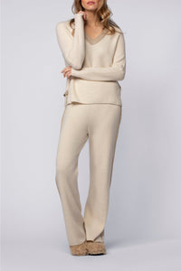 Straight-leg wool and cashmere Bully trousers with stripes - Beige