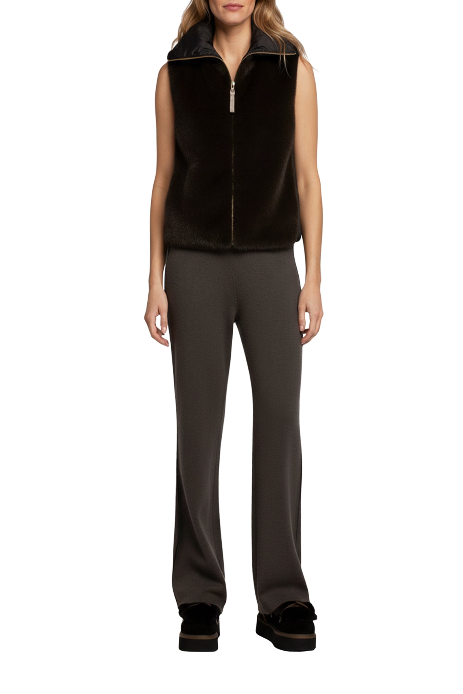 Pantalon Bully droit en laine et cachemire à bandes - Thym