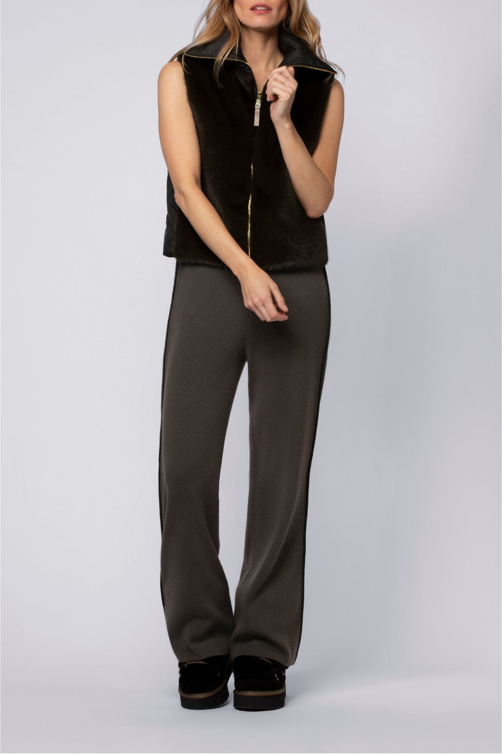 Pantalon Bully droit en laine et cachemire à bandes - Thym