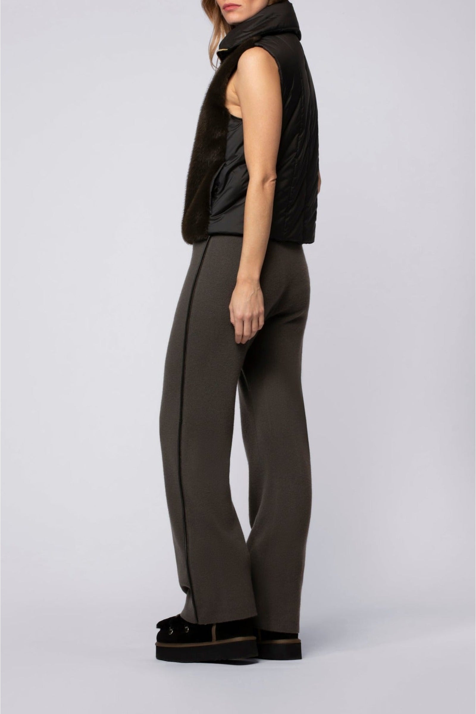 Pantalon Bully droit en laine et cachemire à bandes - Thym