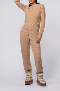 Byna jogging trousers in creative knitwear - Camel