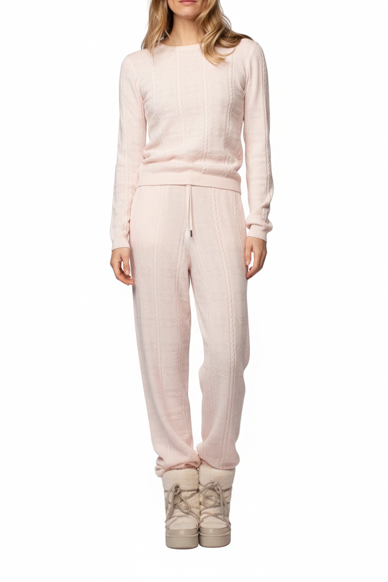 Byna jogging trousers in creative knitwear - Chamallow