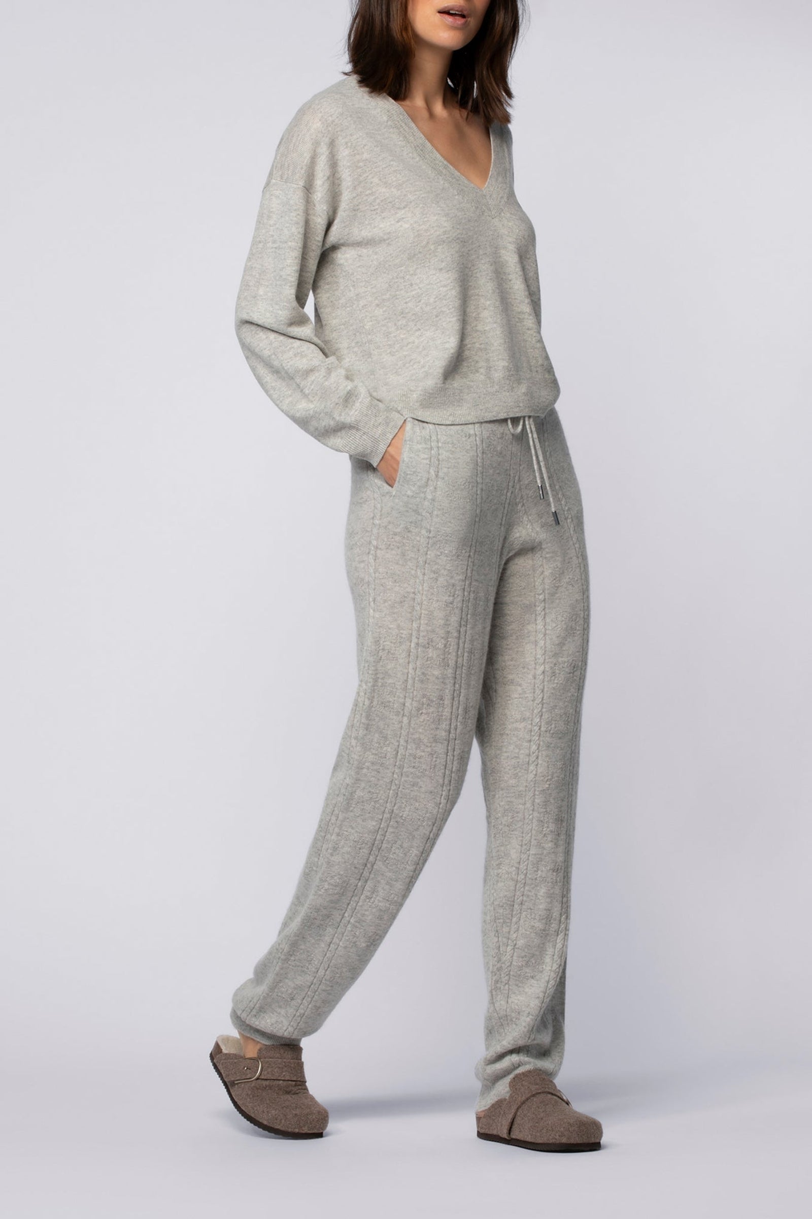 Byna jogging trousers in creative knitwear - Grey