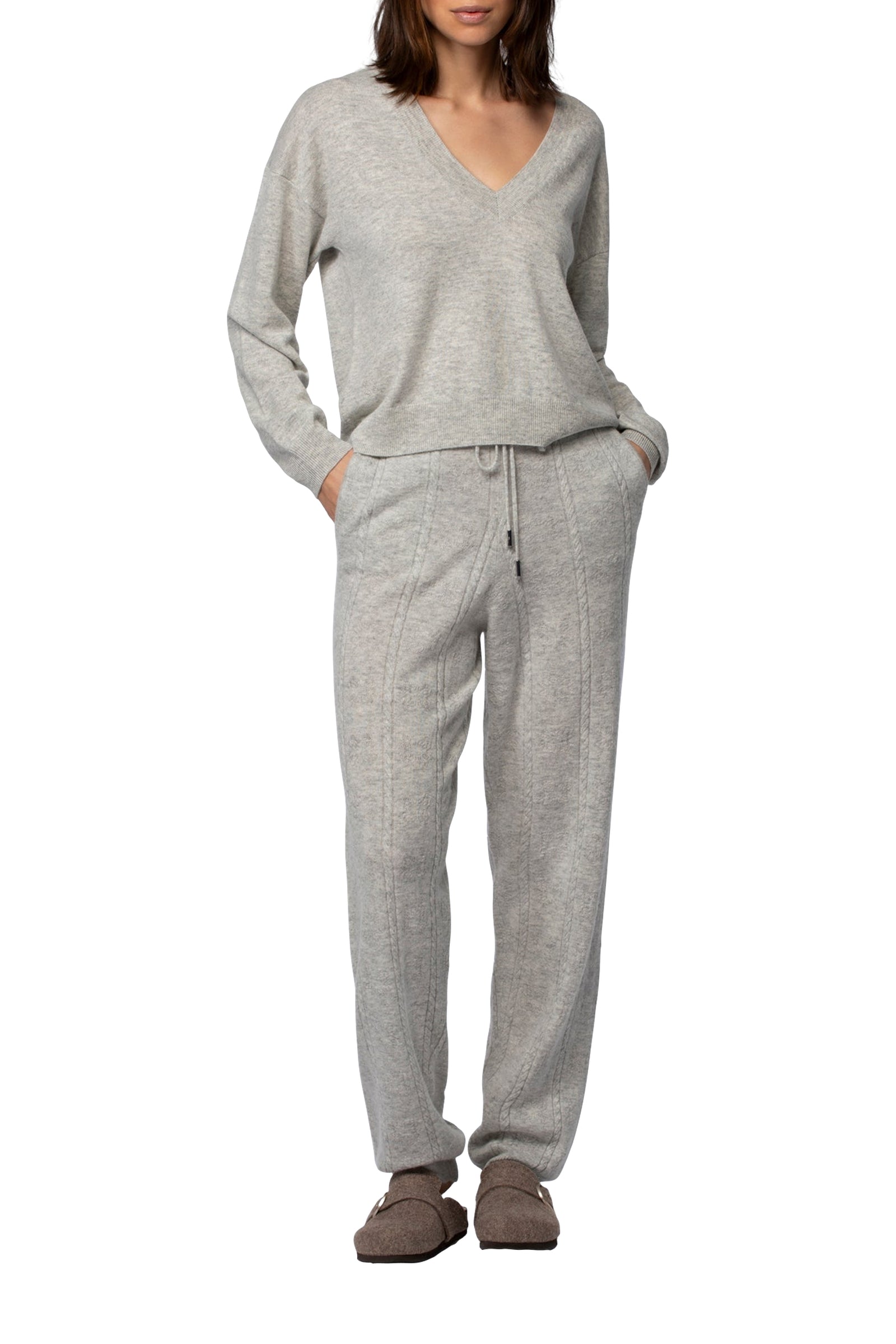 Byna jogging trousers in creative knitwear - Grey