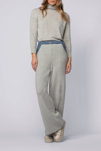 Pantalon Bina ample en maille et denim - Grey