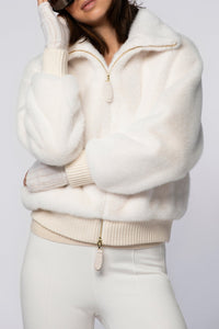 Gala long-sleeved faux fur jacket - White