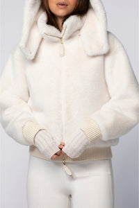 Gala long-sleeved faux fur jacket - White