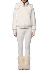 Gala long-sleeved faux fur jacket - White
