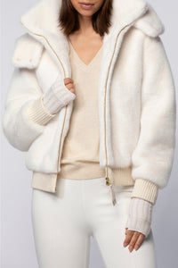 Gala long-sleeved faux fur jacket - White