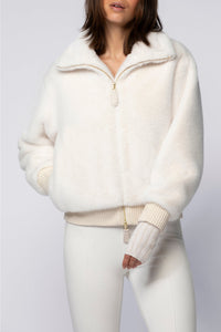 Gala long-sleeved faux fur jacket - White