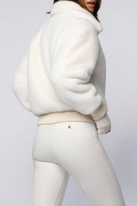 Gala long-sleeved faux fur jacket - White