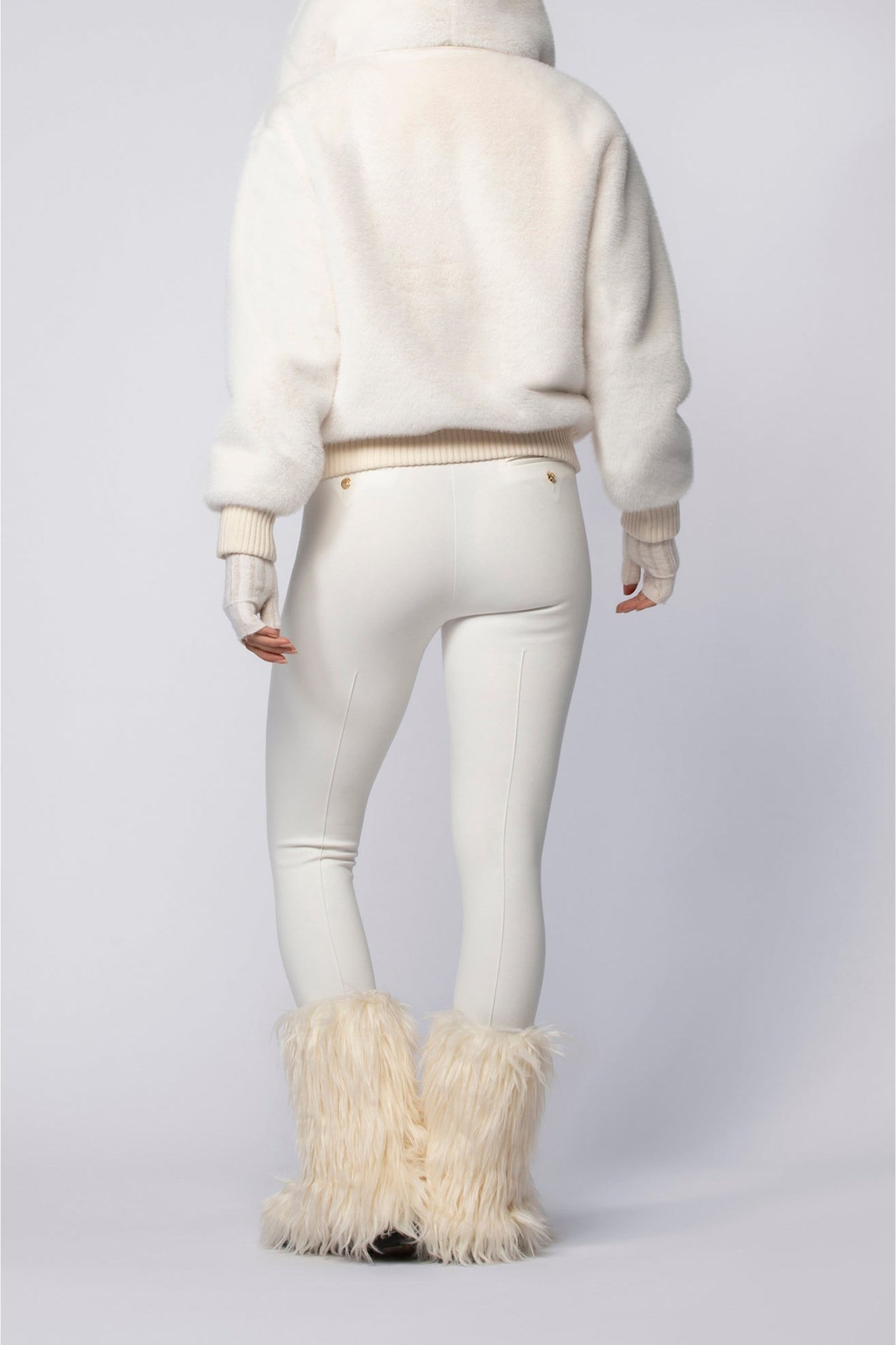 Gala long-sleeved faux fur jacket - White