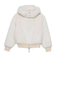 Gala long-sleeved faux fur jacket - White
