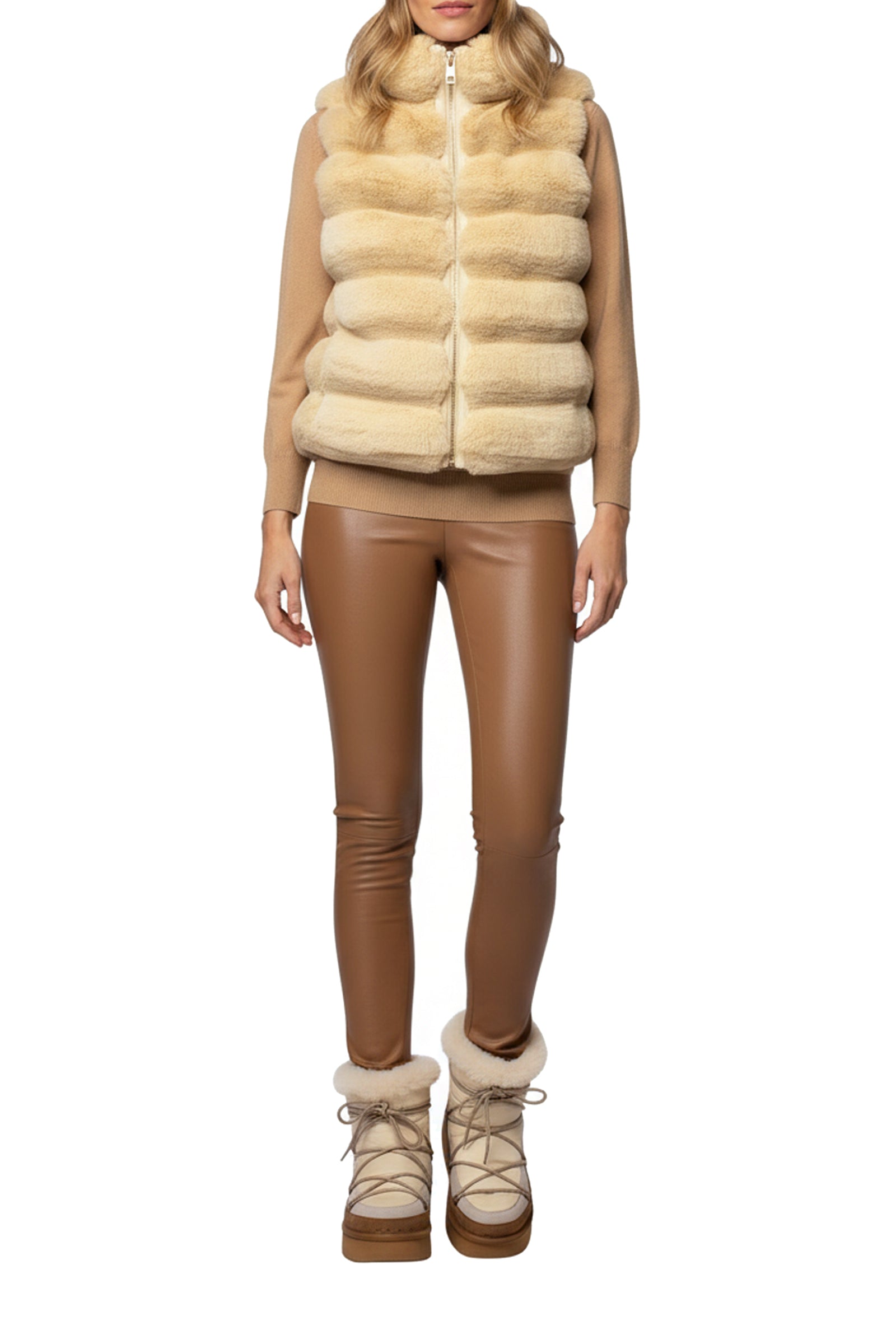 Gamby reversible sleeveless jacket in faux fur - Ble