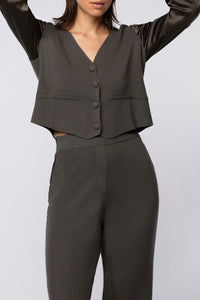 Gilet Gapi bi-matière en maille et soie stretch - Thym