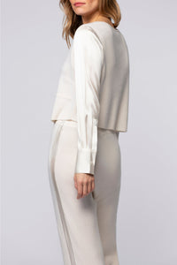 Gilet Gapi bi-matière en maille et soie stretch - White