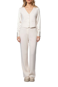 Gilet Gapi bi-matière en maille et soie stretch - White