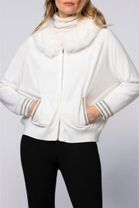 Glen ultra-fine knit cardigan with collar - White