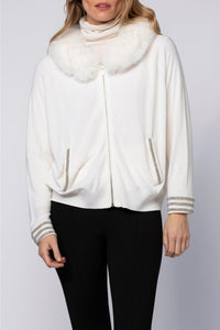 Glen ultra-fine knit cardigan with collar - White