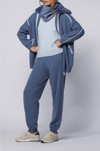 Grana wool and cashmere cardigan with collar - Ocean