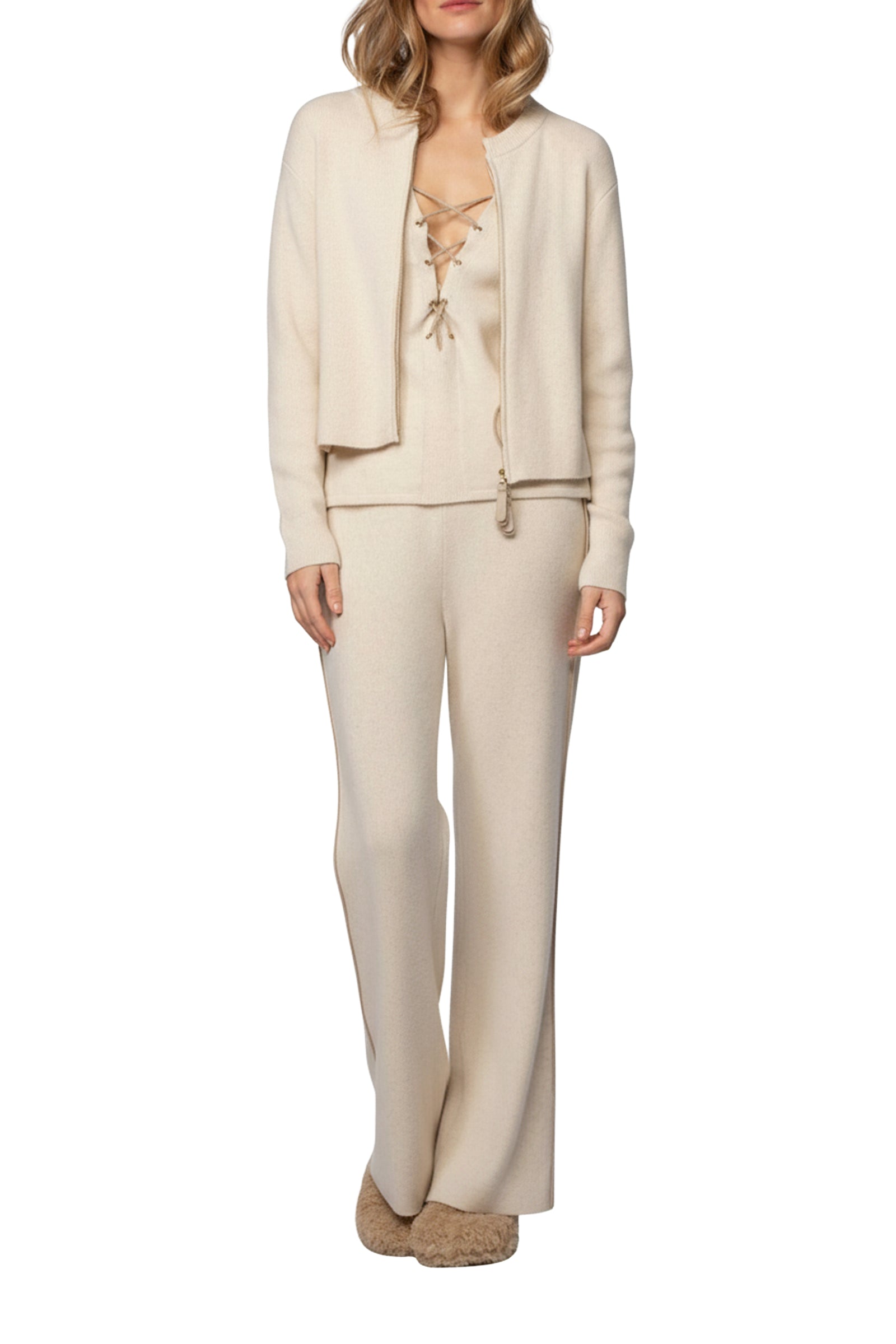 Gualba long-sleeved wool and cashmere cardigan - Beige