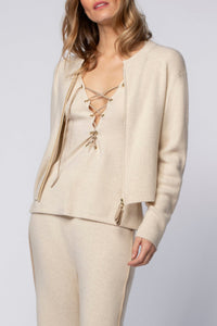 Gualba long-sleeved wool and cashmere cardigan - Beige