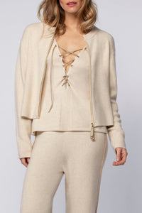 Gualba long-sleeved wool and cashmere cardigan - Beige