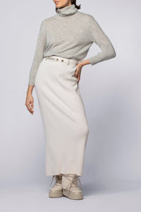 Julie midi skirt in wool and cashmere with rib knit - White