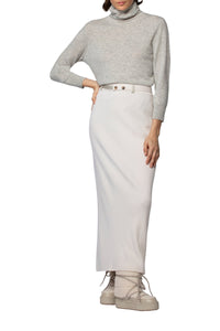 Julie midi skirt in wool and cashmere with rib knit - White