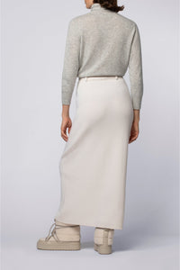 Julie midi skirt in wool and cashmere with rib knit - White