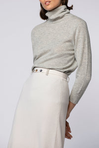 Julie midi skirt in wool and cashmere with rib knit - White