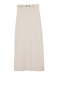 Julie midi skirt in wool and cashmere with rib knit - White