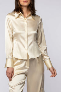 Lavina fitted shirt in stretch silk - Ble