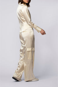 Lavina fitted shirt in stretch silk - Ble