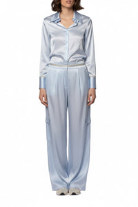 Lavina fitted shirt in stretch silk - Ciel