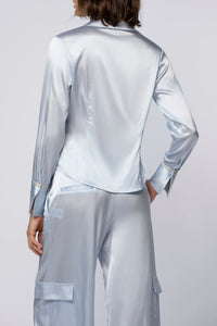 Lavina fitted shirt in stretch silk - Ciel