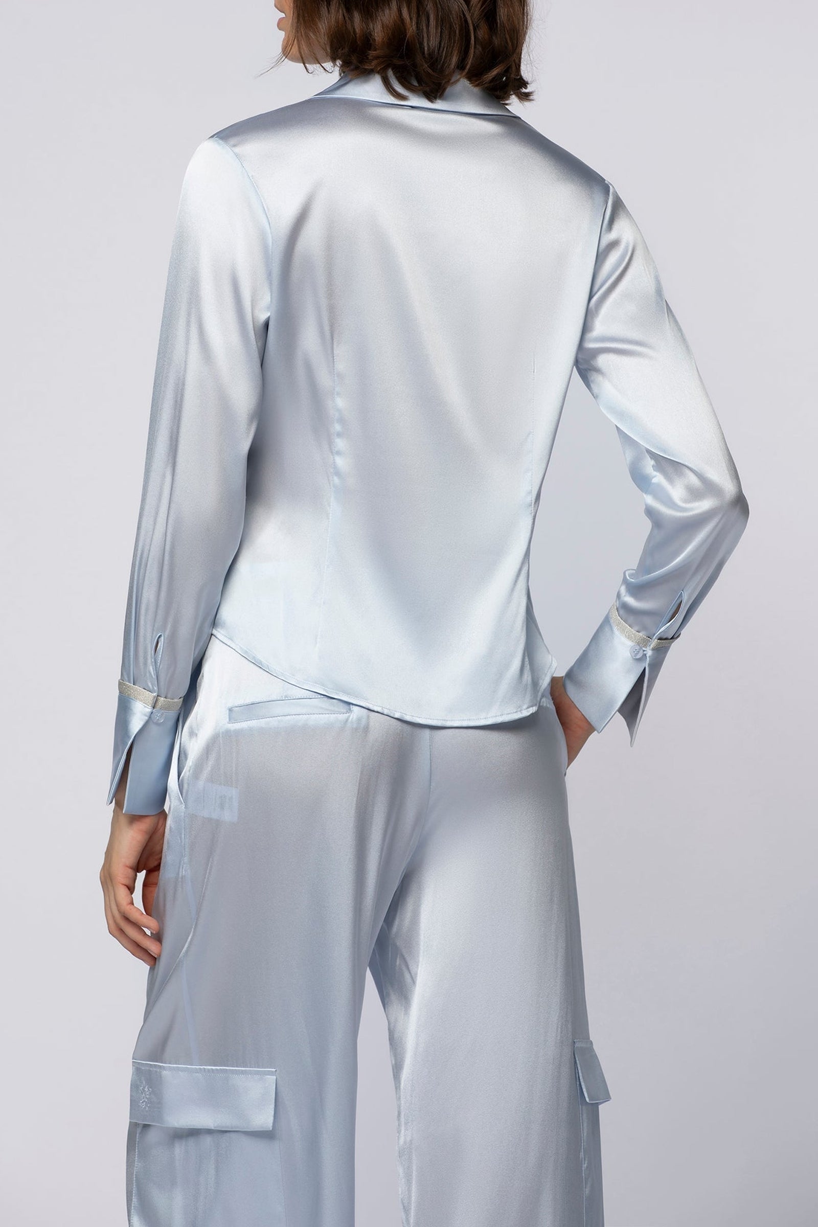 Lavina fitted shirt in stretch silk - Ciel