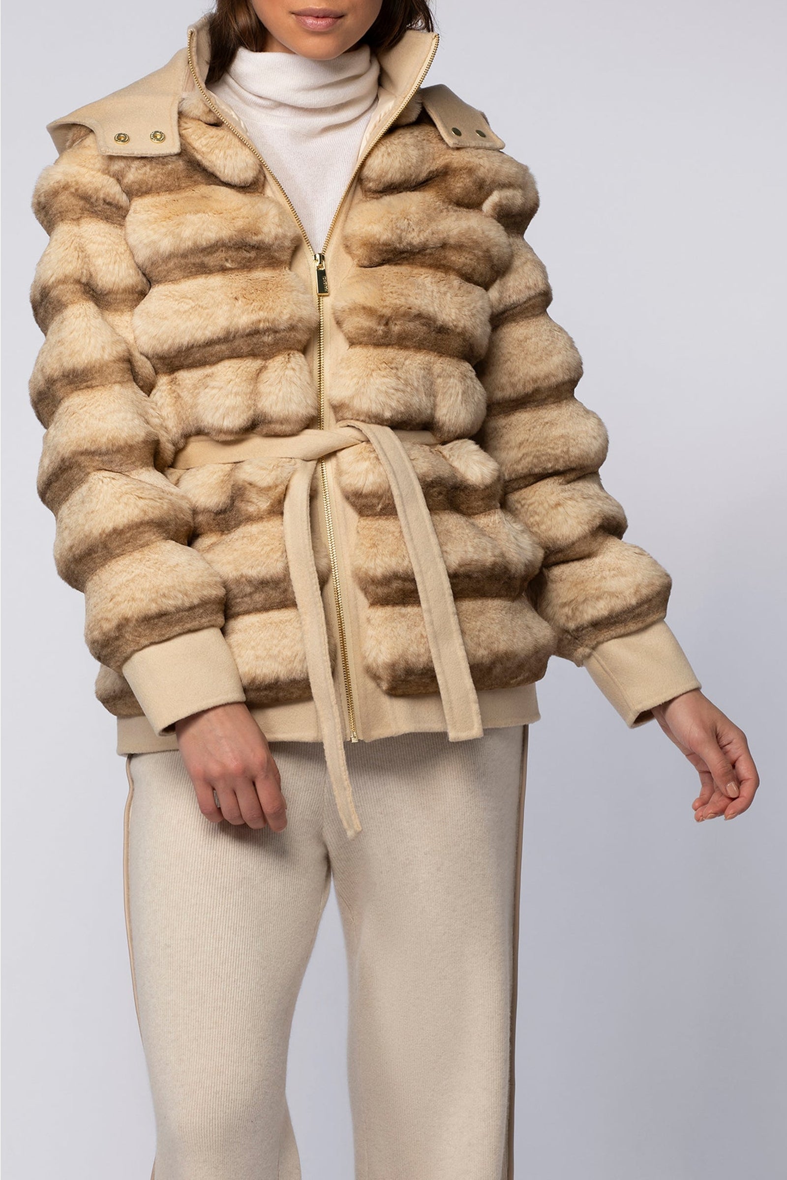 Malis short double-faced wool coat - Beige