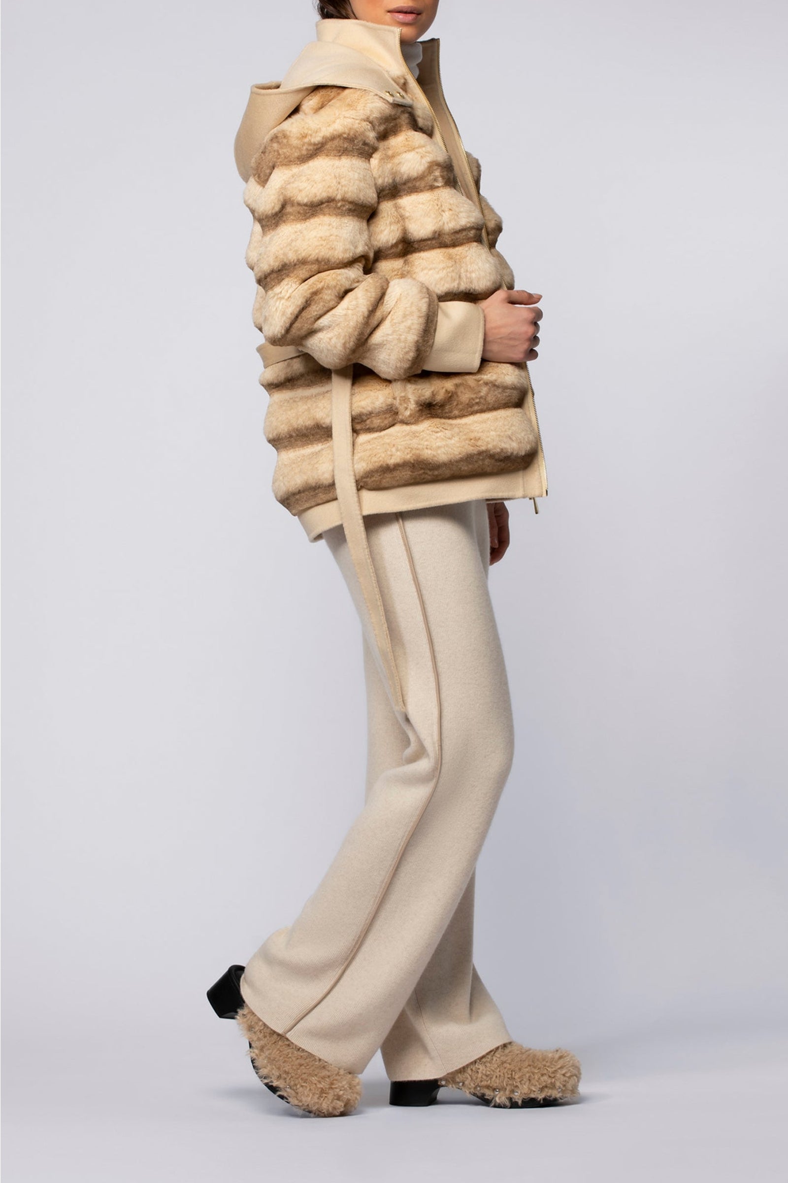 Malis short double-faced wool coat - Beige