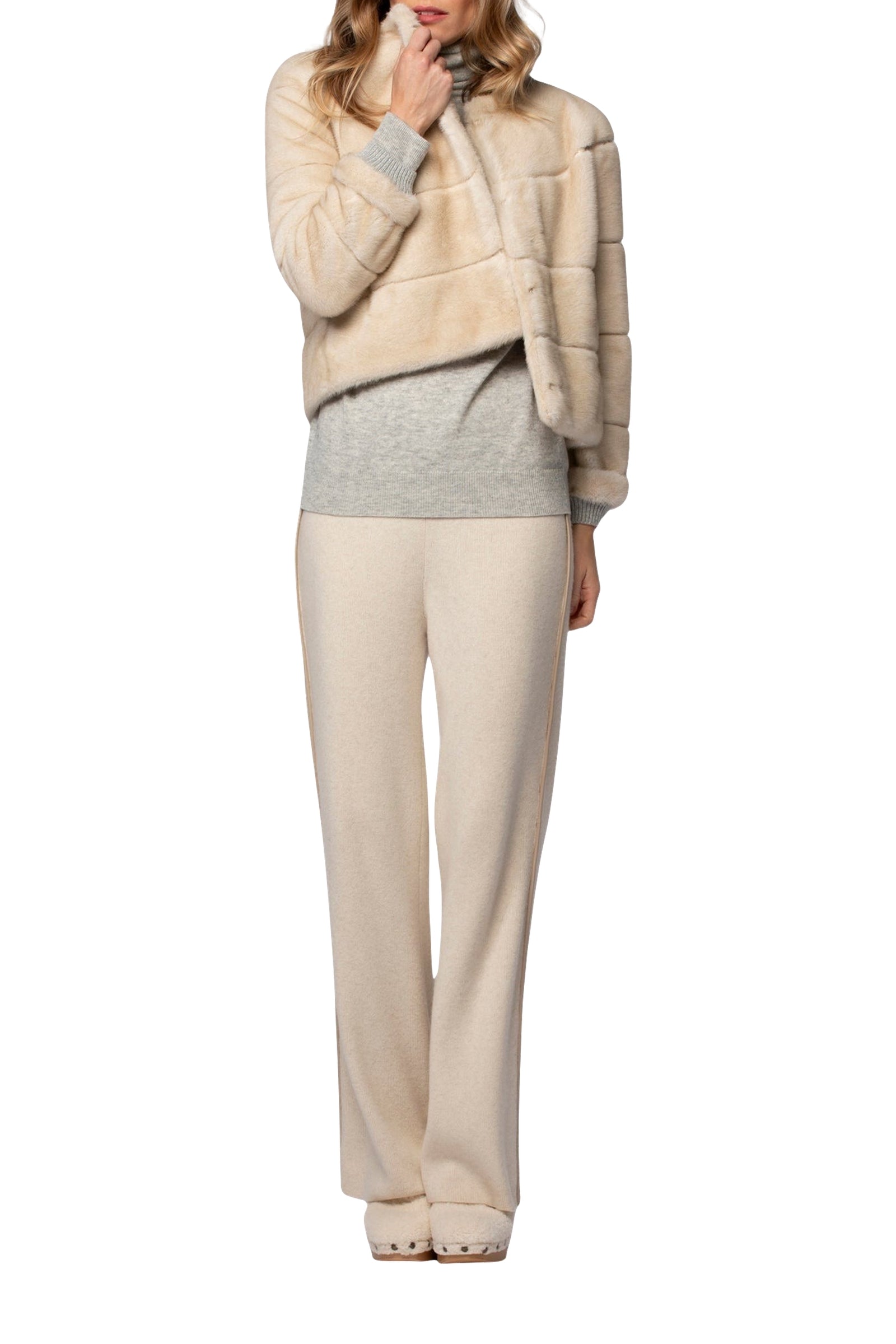 Short Maloa jacket in faux fur - Beige