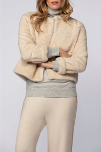 Short Maloa jacket in faux fur - Beige