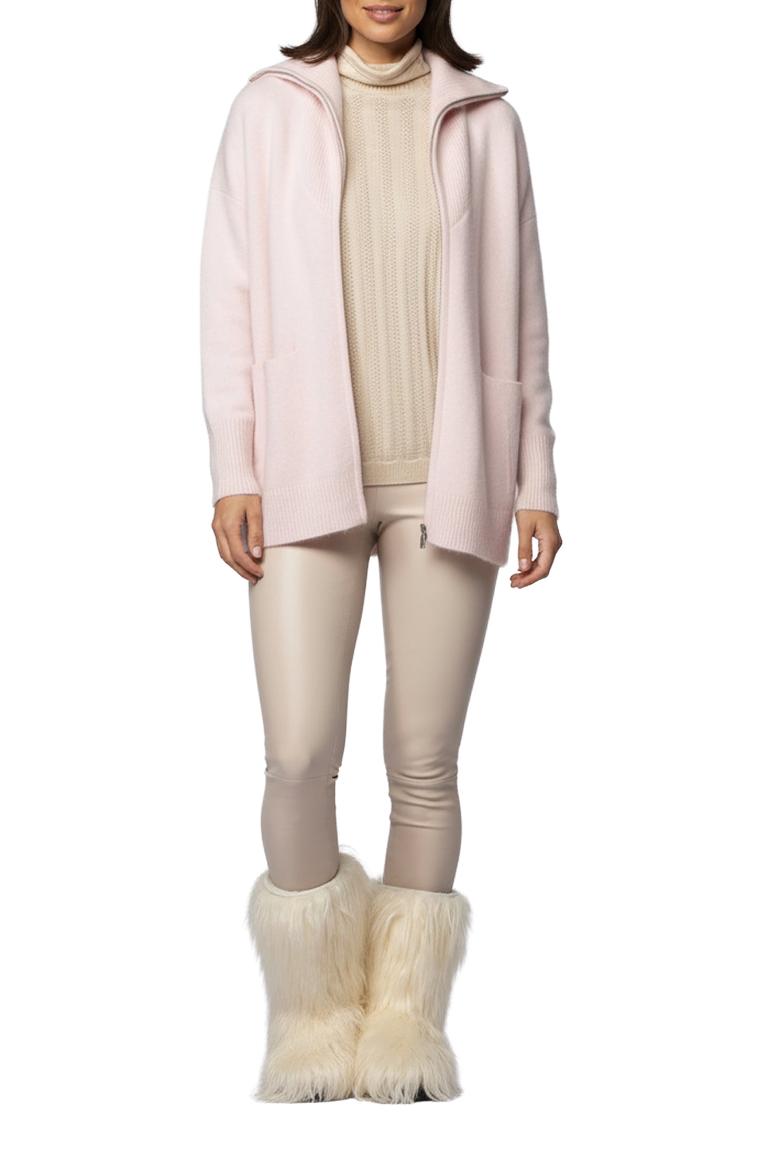 Parly loose-fitting long-sleeved cashmere cardigan - Chamallow